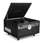 Victrola Century Signature+ – 6-in-1 Vinyl Record Player & Music Centre - 3-Speed Turntable, CD & Cassette, VINYLSTREAM, Bluetooth & 3.5mm Aux, Record Player with Speakers and Clock (Black)