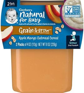 Gerber Baby Food 2nd Foods, Mixed Cereal, Apples & Mangos with Rice Cereal Puree, 4 Ounce Tubs, 2 Count (Pack of 8)