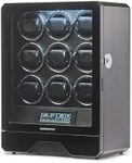 BARRINGTON Automatic Watch Winder for 9 Watches in Black Premium Watch Winder Box with a Super Quiet Motor Stylish LED Digital Display Watch Organiser
