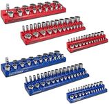 OEMTOOLS 22489 6 Pack Set Metric and SAE Magnetic Socket Organizers, Tool Box Socket Organizer for 1/4, 3/8, and 1/2 Inch Drive Sockets, Red and Blue