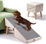 Dog Ramp for Bed and Couch, 16" High Foldable 2-in-1 Dog Ramp Ottoman, Solid Wood Frame with Non-Slip Mat, Easy to Assemble & Clean Pet Ramp, Pet Stairs Alternative Safe for Small Senior Injured Dogs