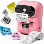 Phomemo M110 Label Printer,Thermal Bluetooth Label Maker Machine for Clothing, Jewelry, Retail, Mailing, Barcode, Compatible with Android & iOS System, with 1pack 40×30mm Label, Pink