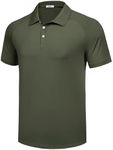 PINSPARK Men's Polo Shirts Short Sleeve Performance Dry Fit Lightweight Golf Shirts for Men Outdoor UPF 30+ Summer Shirts Green-L