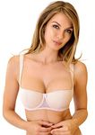 Rosme Lingerie Women's Balconette Bra with Padded Straps, Collection Kamila, Beige, Size 42DD