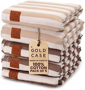 Gold CASE Turkish Beach Towel Set of 5 – 100% Cotton Large Turkish Bath Towels 71 x 40'' – MYRA Oversized, Quick Dry & Sand Free Towels – Lightweight Peshtemal – Beige-Brown