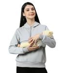 True Shape Feeding Hoodies for Women | Knitted Fleece Maternity Hooded Sweatshirt with Concealed Zip for Nursing & Pregnancy (TSS-105-L, Grey)