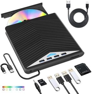 7 en 1 Lecteur DVD Externe - Lecteur CD/DVD Externe pour Ordinateur Portable, USB 3.0 et Type-C Lecteur CD DVD +/-Rw Portable, Graveur DVD/CD ROM pour Ordinateur Portable PC Mac OS MacBook Windows 11