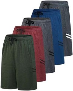 Real Essentials Dry Fit Dri-Fit Big Boys Girls Youth Clothing Active Athletic Performance Basketball Soccer Tennis Exercise Summer Activewear Gym Teen Running Shorts Set 9, L (12/14), Pack of 5