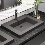 COGITIL Vessel Sink 23" Gray Concrete Drop in Bathroom Sink, Industrial Minimalist Design, Durable Cement Finish, Easy Above Mount Installation. Handcrafted Art Piece For Any Bathroom, Gray