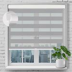 SEEYE Cordless Zebra Roller Blinds for Window, W 18''xH 72'' Light Filtering Horizontal Blinds and Shades Dual Layer Zebra Roller Shade Light Control, Day and Night Window Drapes Customize, Light Gray