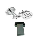 Virens Empourium Men's Wedding Cufflinks BOXED SILVER OVAL Cufflink, Groom Best Man Usher Page Boy and Many More Titles, Gift Box with Every Pair of Cuff Link (IF FOUND RETURN TO BAR)