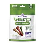 Whimzees Natural Grain Free Long Lasting Dental Dog Treats, Daily Use Packs, Extra Small Brushzees Bag of 28, Vegetable, 7.41oz