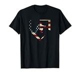 High School Baseball Catcher Gear American Flag Gift Sports T-Shirt