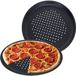 GEEZY Set of 2 Non-Stick Pizza Baking Tray, Large 32 cm, Carbon Steel, Fridge and Freezer Safe