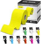 SB SOX Original Cotton Kinesiology Tape Roll – Best Latex Free Athletic Tape for Muscles/Joints – Waterproof, Stretchy, and Gentle on Skin (16ft) (Yellow)