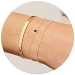 Moodear Trendy 14K Gold Plated Bracelet Set - Dainty Cuff Bangle Green Emerald CZ Link Chian Bracelets for Women Fashion