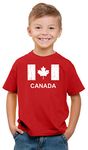 Witty Fashions Canada Flag - Funny Canadian Pride - 1st July - Red Maple Leaf - Kids T-Shirt (Red, 6)