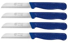 GGS Solingen Knife, Vegetable Knife Set, Fruit Knife, Tomato Knife, Steak Knives, Serrated, Dishwasher Safe, German Stainless Steel, Chef Kitchen Knife Set (Blue Set of 4)