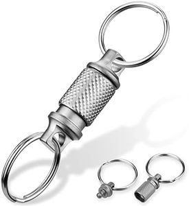 Titanium Quick Release Keychain, Detachable Key Ring Swivel Key Holder Anti-Slip Design with 2 Stainless Steel Key Rings UIInosoo for Double-End Pull Apart Keys Easily, Color of Metal, Free Size