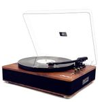 LP&No.1 Vinyl Record Player BT Vintage 3-Speed Turntables with Built-in Speakers, Belt-Driven LP Player with USB Recording AUX-in RCA,Headphone Jack,Mahogany