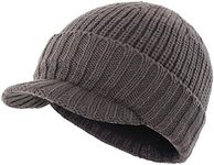 Home Prefer Men's Outdoor Newsboy Hat Winter Warm Thick Knit Beanie Cap with Visor Gray