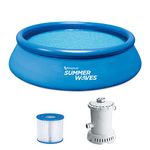 Summer Waves P1001236A156 Quick Set 12ft x 36in Inflatable Ring Round Above Ground Swimming Pool Set with Filter Pump and Type D Filter Cartridge