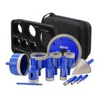 SHDIATOOL Diamond Drill Bits Kit - Core Bits Hole Saw Sets,Mould Guide for Drilling Porcelain Tile Marble Ceramic Granite with Hollow EVA Guide Jig 13pcs(6/8/10/20/25/28/32/35/50/65/1-3/4in+4.5in+6mm)