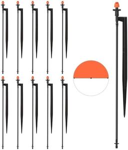 La Farah 180 Degree Irrigation Sprinkler Heads: Micro Sprinkler Nozzle on 12 Inch Stake with 1/4" Tubing - Drip Spray Emitters for Garden Irrigation System (20 Pack)