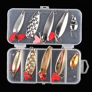 XVZ Set di Esche da Pesca, 10 pezzi Cucchiai da Pesca Kit Esche in Metallo Spinner/Wobbler con gancio esche dure Popper per Bassi Trota Luccio Pesca d'Acqua Dolce e Mare