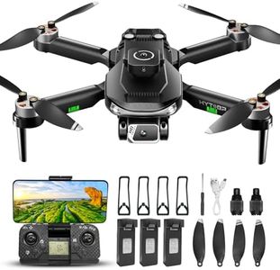HYTOBP Drones with Camera for Adults, S165 Foldable FPV Drone with Brushless Motor, Follow Me, Auto Return, 3 Batteries, Toy Drones for Beginners (Black&Standard)
