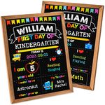 First & Last Day of School Board, 11 x 14 Inch Double Sided Back to School Chalkboard with Frame, Reusable Wooden 1st Day of Preschool/Kindergarten Sign for Kids/Girls/Boys