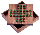 LOGOPLAY Solitaire Size L – Solitaire – Puzzle Game – Puzzle Game – Logic Game Made of Wood – Green Plugs