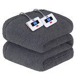 Sealy Electric Blanket King Size, Dual Control Soft Sherpa Heated Blanket with 10 Heating Levels & 1 to 12 Hours Auto-Off Settings Over-Heated Protection 90"x100" Machine Washable, Dark Grey