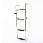 MINUS ONE Foldable Ladder, Marine Boat Inboard Swim Platform Yacht Ladder Stainless Steel 4 Step, Telescoping