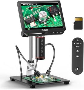 Elikliv Autofocus 4K Digital Microscope EM4K-AF, 52MP Soldering Microscope for PCB Repair, Coin Inspection & Watchmaking, 2000X Magnifier Scope, 8" IPS Screen, HDMI/USB Output, 10" Stand, 64GB Card