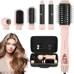 Hair Dryer Brush 6 in 1 Hot Air Styler, 110,000 RPM High-Speed Negative Ionic Blow Dryer, Auto-Wrap Curlers, Paddle Brush for Fast Drying, Curling, Straightening, Volumizing with Storage Case Pink