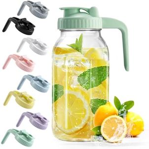 Mason Jar with Pour Spout Lid V-shaped, 2 Quart Iced Tea Pitcher Double Leak Proof, 64 oz Drink Pitcher for Breastmilk, Sun Tea, Juice, Coffee Creamer, Formula Pitcher