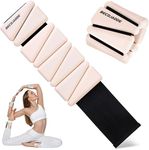 BECOJADDE Ankle Weights for Women Wrist Weights Set of 2 (2 lbs Each) Adjustable Arm Leg Weight for Womens Men Suitable for Walking Swimming Running Pilates Yoga Gym, Cream Beige