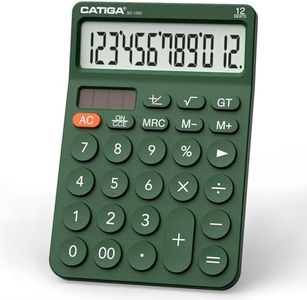 CATIGA 12 Digit Desktop Calculator with Large LCD Display, White Calculator, Round Design Big Button, Solar and Battery Dual Power, Standard Function for Office, Home, School, SD-1292