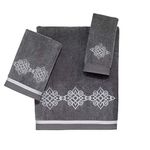 Avanti Linens - 3pc Towel Set, Soft & Absorbent Cotton Towels (Riverview Collection, Nickel)