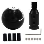 HISports Gear Shift Knob Round Black 8 Ball Billiard Universal Manual Shift Knob Acrylic Car Shifter Knob with Adapter 12x1.25mm for Non-Threaded Manual Shifter Gear knob