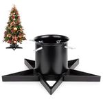 Real Christmas Tree Stand Base - Live Trees Small Christmas Tree Holder up to 6.5ft Trees for Real Xmas Trees 0.53 Gal Star+ Black