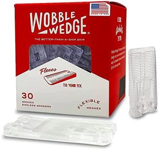 Wobble Wedges Flexible Plastic Shims, 30 Pack - MADE IN USA - Multi-Purpose Shim Wedges for Home Improvement & Work - Plastic Wedge, Table Shims for Leveling, Toilet Shims & Furniture Levelers - Clear