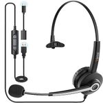 Wantek 681N Headset Mono with Microphone Stereo Sound Headphone with Noise Canceling Mic for Call Center Online Chats Office Work Business Team Meetings