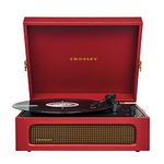 Crosley Voyager Vintage Portable Turntable with Bluetooth Receiver and Built-in Speakers, Burgundy Red