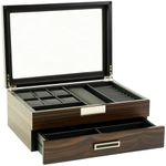 Decorebay Executive Unisex Black Wood Valet sunglasses and Jewelry Box Storage (Super Star 2)