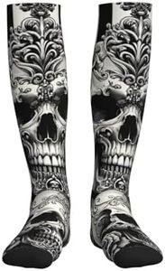 Quarvynox Stylish Skull Pattern Compression Sock For Men & Women With 15-20mmhg Pressure, Fashionable Knee High Compression Stocking