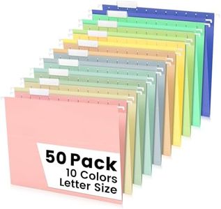 50-Pack Morandi Hanging File Folders, Letter Size with 55 Transparent Label Cards, 60 Sticker Labels,1/5-Cut Tabs–Home Office & Filing Cabinets