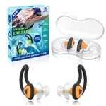 Hearprotek Swimmer Ear Plugs, 2 Pairs Upgraded Silicone Custom-fit Water Protection Swimming earplugs for Swimmers Water Pool Shower Bathing and Other Water Sports(Orange)