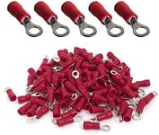 ANGSTROM #8 Bolt Ring Terminals, Insulated Electrical Crimp Connectors 100pcs (22-16ga Red)